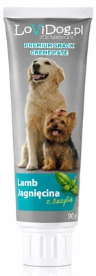 Immagine prodotto di Lovi Dog, pasta cremosa con agnello, in tubetto da 90g. Snack per cani