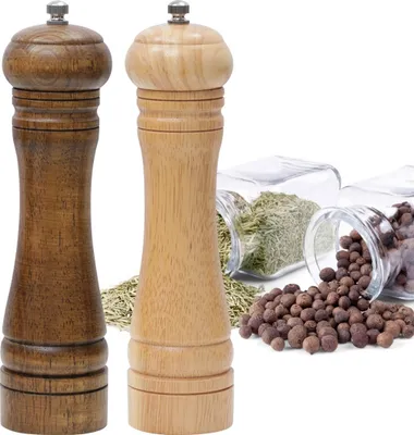 Produktbild von Salz- & Pfeffermühlen, Hölzern Gewürzmühle Holz, Pfeffermühle Salzmühle, Keramikmahlwerk, Manuell, Aus Holz, Mit Einstellbarer