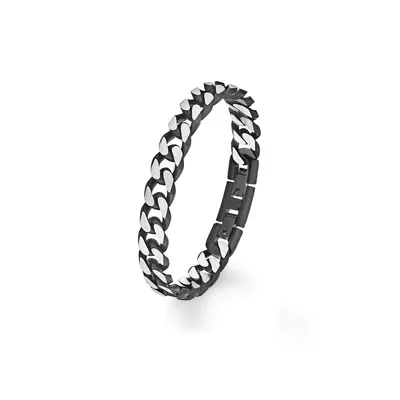 Produktbild von S.Oliver Panzerarmband für Herren aus Edelstahl, teilgeschwärzt