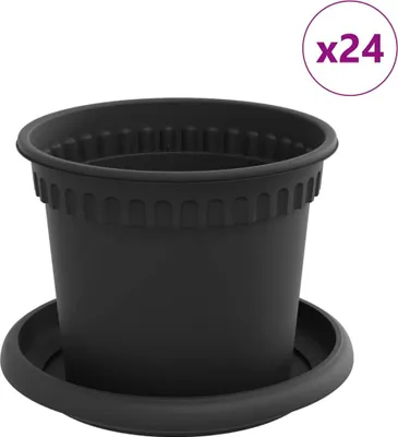 Produktbild von Blumentöpfe 24 pcs Schwarz Ø 12,5 x 10 cm Kunststoff