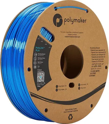 Zdjęcie produktu dla Polymaker PolyLite PLA, kolor: Silk Blue, rozmiar filamentu: 1,75 mm, waga: 1 kg
