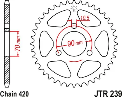 Immagine prodotto di Pignone JT Pignoni 420 40T diametro interno 70 mm cerchio di bulloni 90 mm