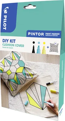 Produktbild von PILOT PINTOR Kreativmarker + Kissenbezug, Schwarz, Pastellgelb, Pastellgrün