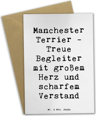 Produktbild von Mr. & Mrs. Panda Klappkarte Spruch Manchester Terrier Begleiter - Weiß - Geschenk, Hunderassen Pflege, aufgeweckter Hund, valentinstagskarte, glückwunschkarten, sozialer
