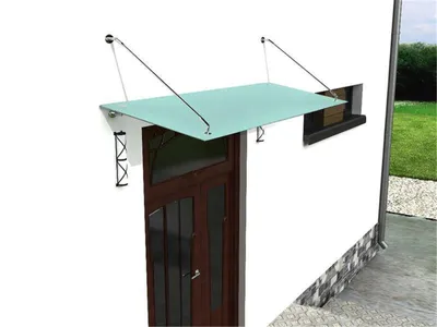 Zdjęcie produktu dla Glaszentrum Hagen - 120x90 cm Daszek do miękkiego szkła - NeTransparent w zestawie. Stalowy uchwyt
