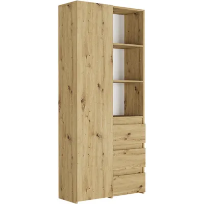 Produktbild von Framire Regal mit Türen, Schubladen und Fächern 180 x 80 x 30 cm, Modell MODERN B80S3, Artisan Eiche