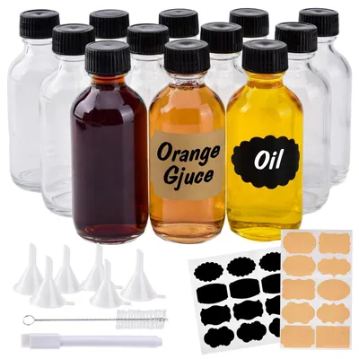 Obrázok produktu pre Omgoods – Súprava 12 malých, priehľadných sklenených fliaš s uzáverom