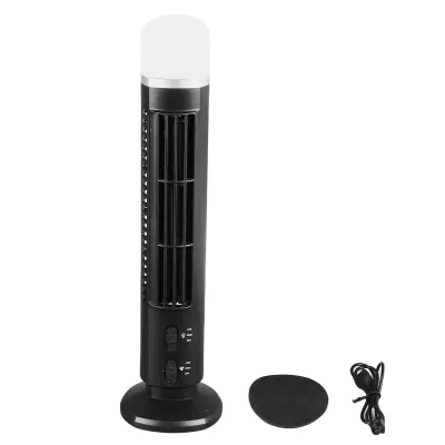 Produktbild von Blattloser Turmventilator USB-Tischventilator mit Nachtlicht, 2 Helligkeits- und Geschwindigkeitsstufen, leistungsstarker für Zuhause Büro Schwarz
