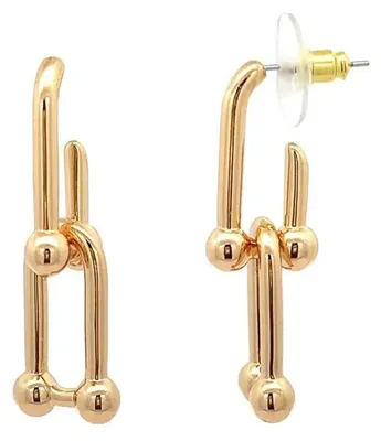 Zdjęcie produktu dla Kolczyki, wiszące, w kształcie podkowy, kolor złoty, , marka Amorino