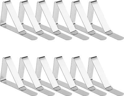 Produktbild von 12 Tischdeckenklammern aus Edelstahl, verstellbar, rutschfest, für Tische, Gärten, Restaurants, Hochzeiten, Partys