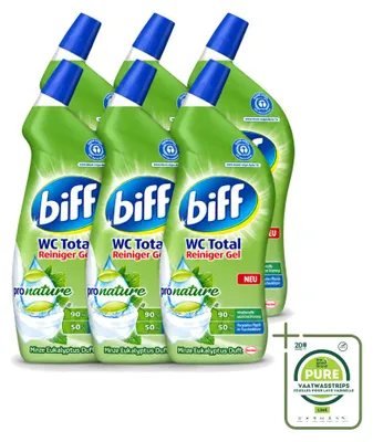 Produktbild von 6 x Biff WC Total Gel ProNature - Minze & Eukalyptus - 750 ml - Großpackung - 6 Stücke