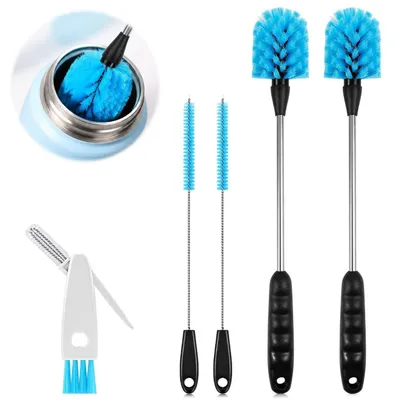 Image de Kit de brosses pour bouteilles 3-en-1, comprenant une brosse pour pailles et une brosse pour bouchons