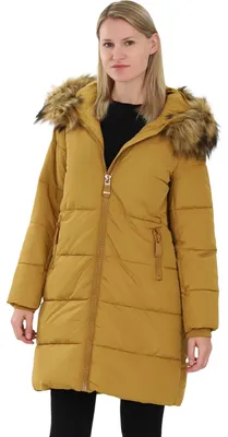 Productafbeelding van Malito dames gewatteerde jas | winterjas | jas met capuchon en kunstbont