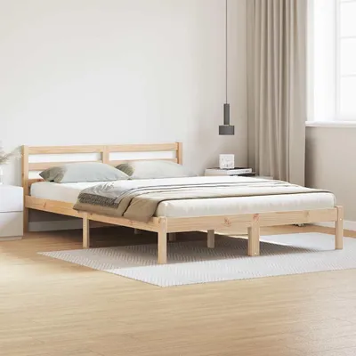 Produktbild von Möbel Bettrahmen Braun 215,5 x 145,5 x 69,5 cm Massivholz Kiefer - Klassische Betten &60141