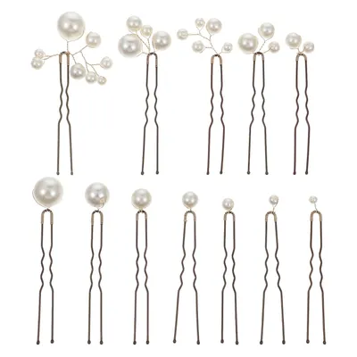 Immagine prodotto di Set di 12 fermagli a forma di U con perline, ideali per abiti da sposa, accessori per matrimoni, fermagli floreali per donne e ragazze