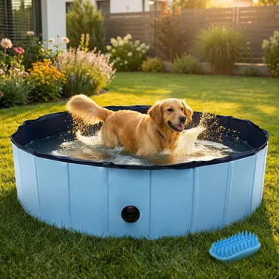 Produktbild von Jopassy Hundepool Sonstiges Hundezubehör Faltbar Hunde und Katzen Faltbarer Kinder Gut Abgedichtet Kunststoff 120*30CM