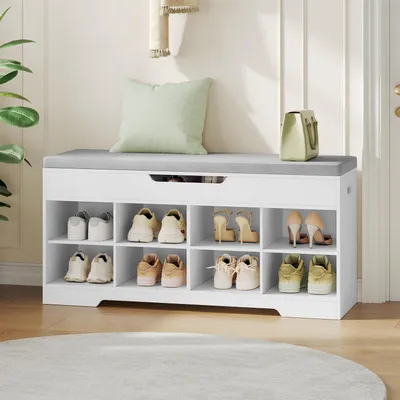 Immagine prodotto di Scarpiera con spazio contenitivo, dimensioni 104 x 32 x 50 cm, colore bianco lino