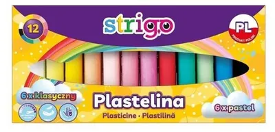Produktbild von Plastelina szkolna 12 kolorów Strigo - 6 klasycznych i 6 pastelowych
