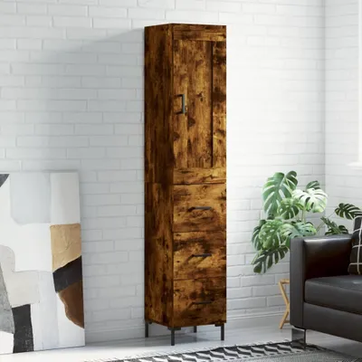 Zdjęcie produktu dla vidaXL Highboard dąb wędzony 34,5x34x180 cm materiał drewnopochodny