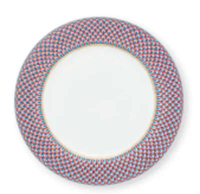 Produktbild von PIP STUDIO Flower Fest. Scallop Teller LightBlue/red 26,5cm