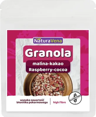 GRANOLA MALINA-KAKAO BEZGLUTENOWA 200 g - NATURAVENA