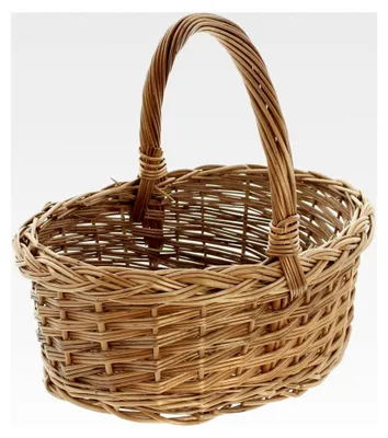 Produktbild von Bügelkorb Zopfmuster 35 x 25 x 15 cm Aufbewahrungskorb Vollweide naturfarben rechteckig handgeflochten