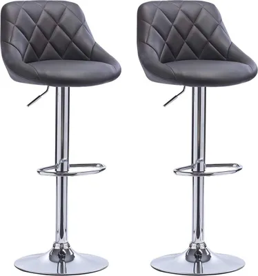Obrázok produktu pre Dizajnová barová stolička Daria - S operadlom - Výškovo nastaviteľná - Ergonomická barová stolička - Sivá - Sada 2 kusov - Kuchyňa a bar