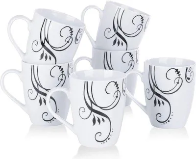 Obrázek produktu pro Sada 6 porcelánových hrníčků na kávu, 350 ml