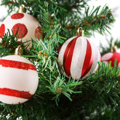 Produktbild von Weihnachtsbaumschmuck-Set - Rot / Weiß - 24 Stück/Set
