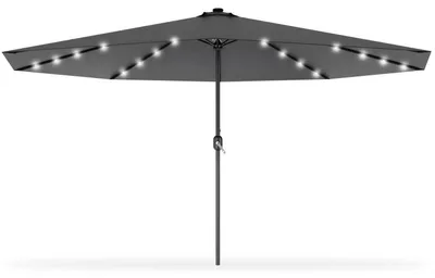 Immagine prodotto di Ombrellone da giardino con manovella, diametro 300/350 cm, colore grigio scuro, con illuminazione a LED