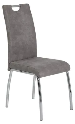Productafbeelding van Moderne Grijze Eetkamerstoel van Metaal met Microvezel Bekleding