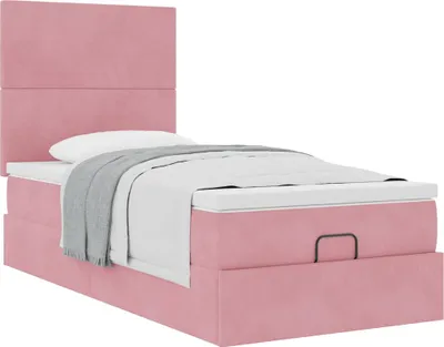 Obrázek produktu pro vidaXL Osmanská postel s matracemi růžová 100x200 cm sametová