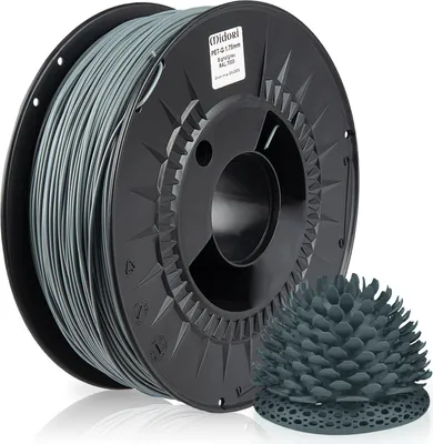 Produktbild von 2 x MIDORI® 3D Drucker 1,75mm PETG Filament 1kg Spule Rolle Premium Signalgrau RAL7000