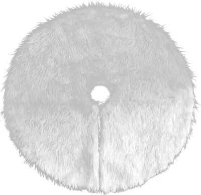 Image de Yakimz Couverture d'arbre de Noël Couverture d'arbre de Noël blanche de haute qualité en peluche + tissu non tissé pour la décoration de l'arbre de Noël 90cm