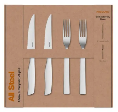 Immagine prodotto di Fiskars Set di posate da bistecca in acciaio, 24 pezzi FISKARS 1071625