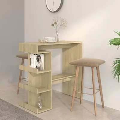 Produktbild von Bartisch mit Regal Sonoma-Eiche 100x50x101,5 cm KüChe MöBel KüChentheke Bar MöBel Bartisch Holzwerkstoff