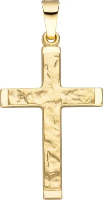 Produktbild von JOBO Anhänger Kreuz 585 Gold Gelbgold gehämmert Goldanhänger Goldkreuz Kreuzanhänger