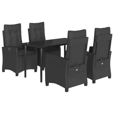Produktbild von vidaXL 5-tlg. Garten-Essgruppe mit Kissen Schwarz Poly Rattan
