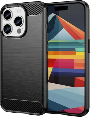 Produktbild von Techsuit Carbon Silicone Back Cover Hülle für Apple iPhone 15 Pro Max - Schwarz