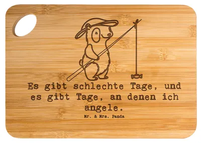 Produktbild von Mr. & Mrs. Panda Schneidebrett Panda Angeln - Transparent - Geschenk, Angelsport, Hobbyangler, Frühstücksbrett, gehen, Angler, Hackbrett, Frühstücksbrettchen, Holzbrett
