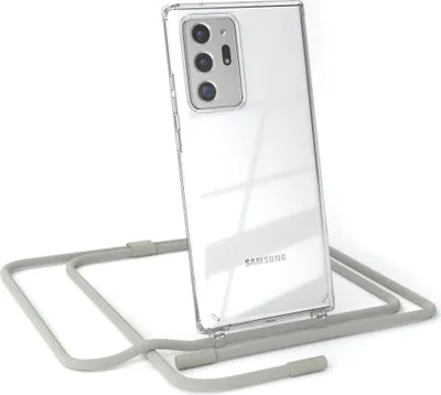 Produktbild von EAZY CASE Handykette für Samsung Galaxy Note 20 Ultra / Note 20 Ultra 5G, Clear Case aus Silikon, mit Umhängeband, abnehmbare Endstücke, Handyband in Beige