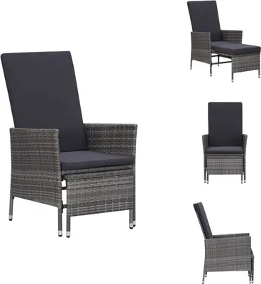 Produktbild von vidaXL Garten-Liegestuhl mit Auflagen Poly Rattan Grau -  Gartenstühle