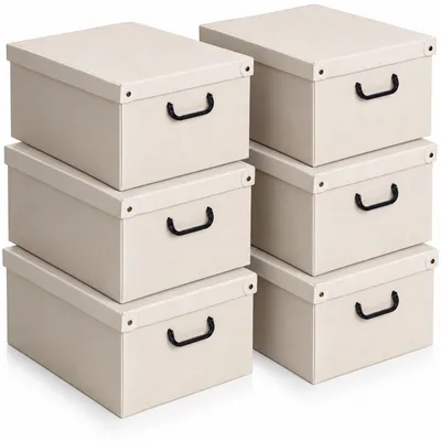 Productafbeelding van Lavatelli Set van 6 Opbergdozen met Deksel Beige, 39 x 50 x 24 cm