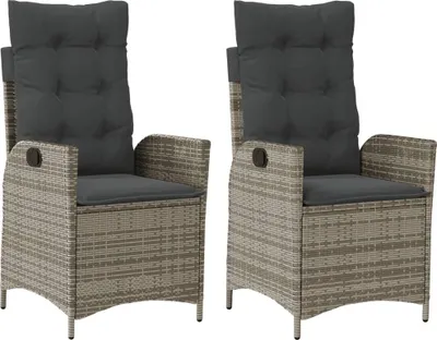 Immagine prodotto di vidaXL Poltrona da giardino con cuscino 2 pz. Regolabile in Poly Rattan grigio