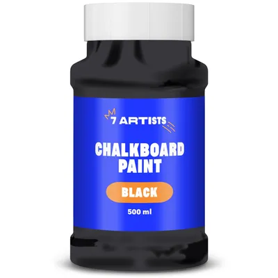 Produktbild von 7 Artists Tafelfarbe Schwarz 500 ml Tafellack Ungiftig auf Wasserbasis | Schwarze Farbe für Holz Metall Glas | Tafelfarbe Outdoor & Wand Farbe Innen