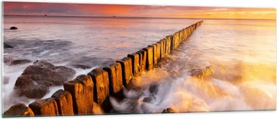 Produktbild von Bilder auf glas - Boot Landschaft Meer Ostsee - 140x50cm - Glasbilder - Wandbilder - Kunstdruck - zum Aufhängen bereit - Wanddekoration aus Glas - Glas Bilder - Wandbild auf Glas - GAB140x50-3137