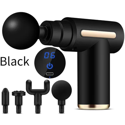 Produktbild von Minicee Massagepistole mit 4 Aufsätzen & 6 Stufen USB-C Schwarz