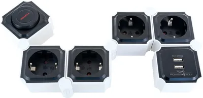 Image de Multiprise flexible 4 prises, noir/blanc