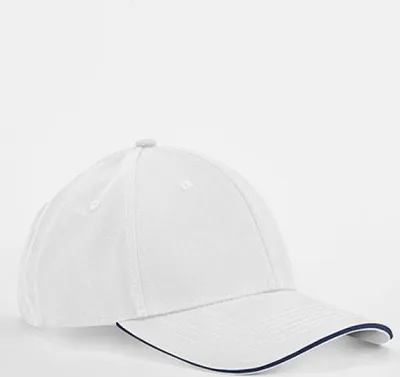 Produktbild von Beechfield B820C | EarthAware® Classic Organic Baumwolle 6 Panel Cap - Sandwich Pe - Farbe: White/French Navy - Größe: One Size