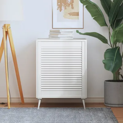 Immagine prodotto di The Living Store Armadio a doghe design bianco 69x59,4 cm in legno di pino massiccio